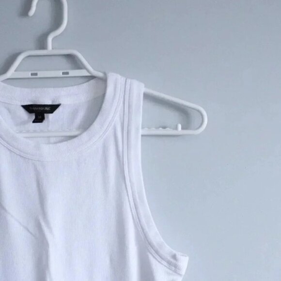 Banana Republic Women's White M Ribbed Racerback Sleeveless Stretch Tank Top - Picture 4 of 11